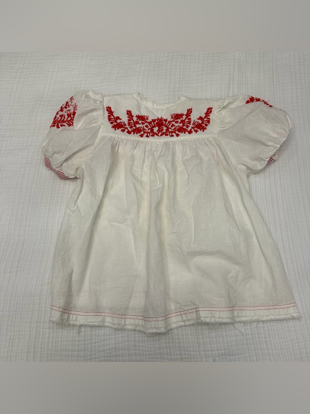free people white linen blend embroidered peasant blouse size m - Picture 2 of 4